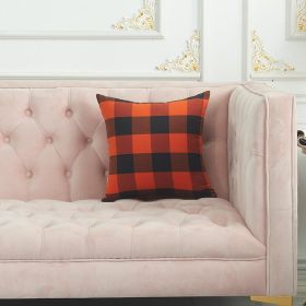 2PCS Cotton orange and black checkered pillow case, multi-size fall interior decoration, suitable for sofa, bed, autumn, Halloween (Color: as Pic, size: 45X45CM)